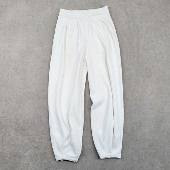 Minimalist Knit Lantern Joggers XS Off White Pleated Tapered Balloon Pants — photo 2
